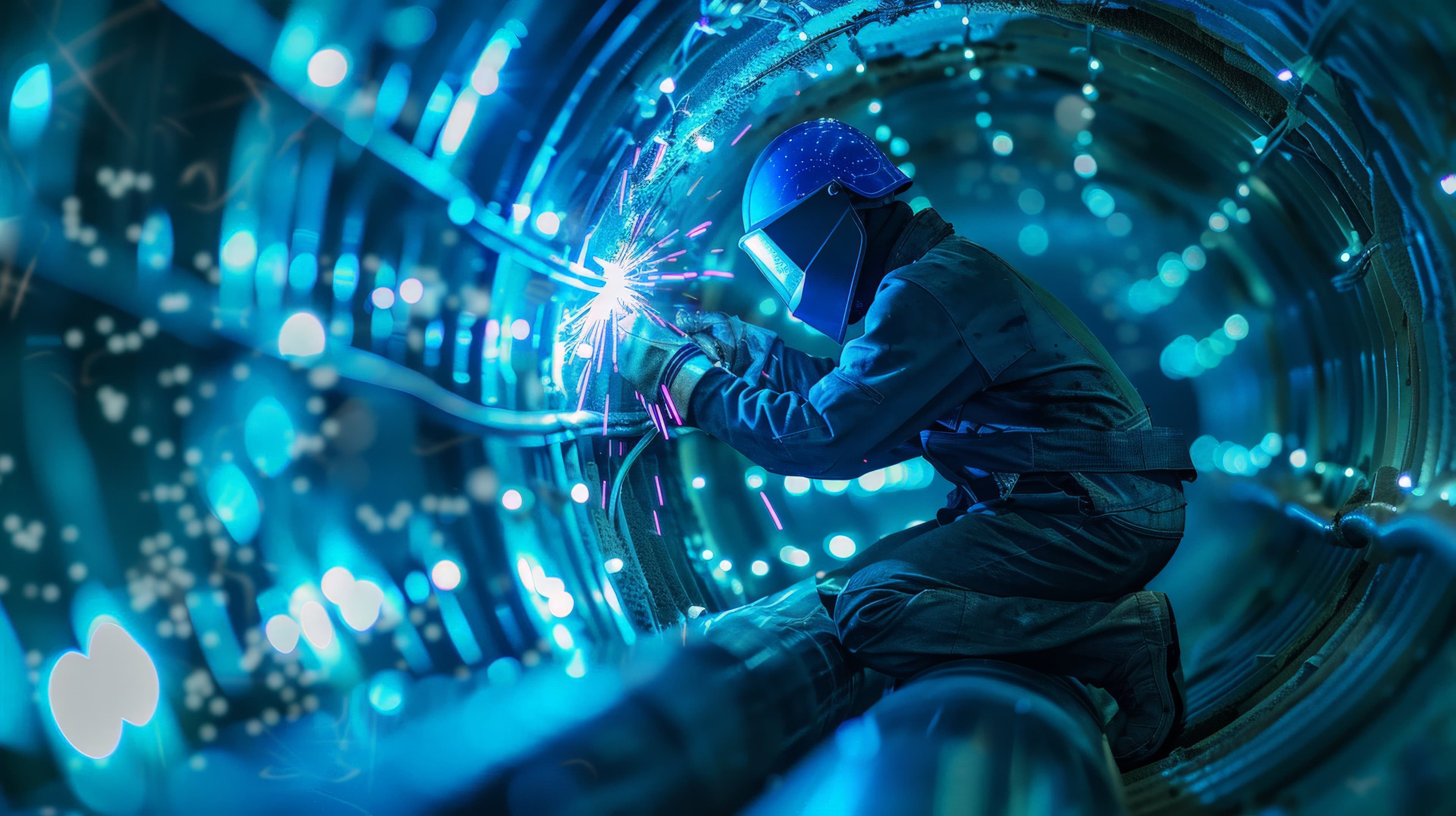 Welding sparks during mobile welding and fabrication work in Las Vegas